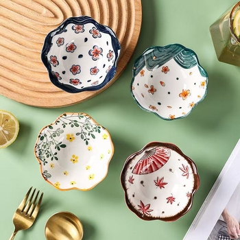 Керамична чинийка за сосове (за соев сос и оцет), кръгла форма, прост стил, без печат на лого, 1 бр.