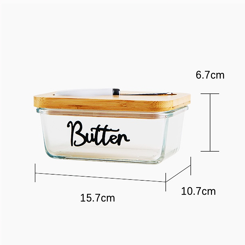Staklena kutija za maslac, pravokutnog oblika, 301–500 ml, nordijski stil, set od 24 kom.