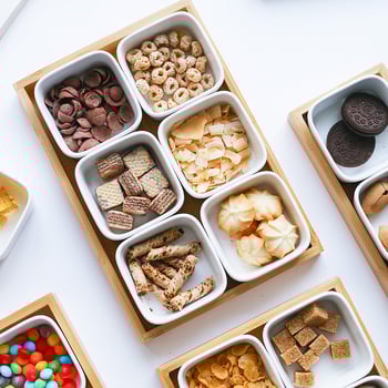 Японски керамичен комплект квадратни чинии за закуски, годен за микровълнова печка, персонализируем, възможност за печат на лого