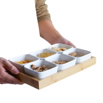 Японски керамичен комплект квадратни чинии за закуски, годен за микровълнова печка, персонализируем, възможност за печат на лого