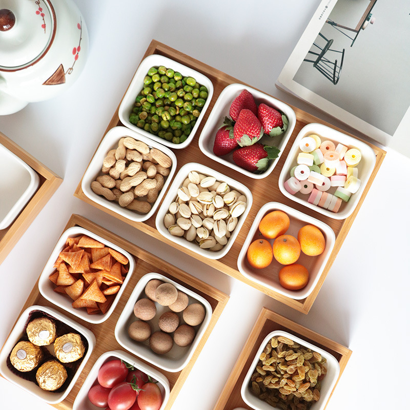 Японски керамичен комплект квадратни чинии за закуски, годен за микровълнова печка, персонализируем, възможност за печат на лого