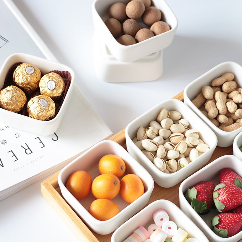 Японски керамичен комплект квадратни чинии за закуски, годен за микровълнова печка, персонализируем, възможност за печат на лого