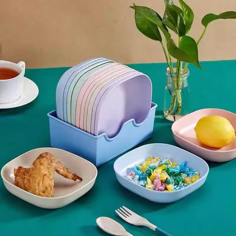 Чиния за закуски от оризова люспа, Nordic стил, печат на лого наличен, подходящ подарък за колеги на конференции