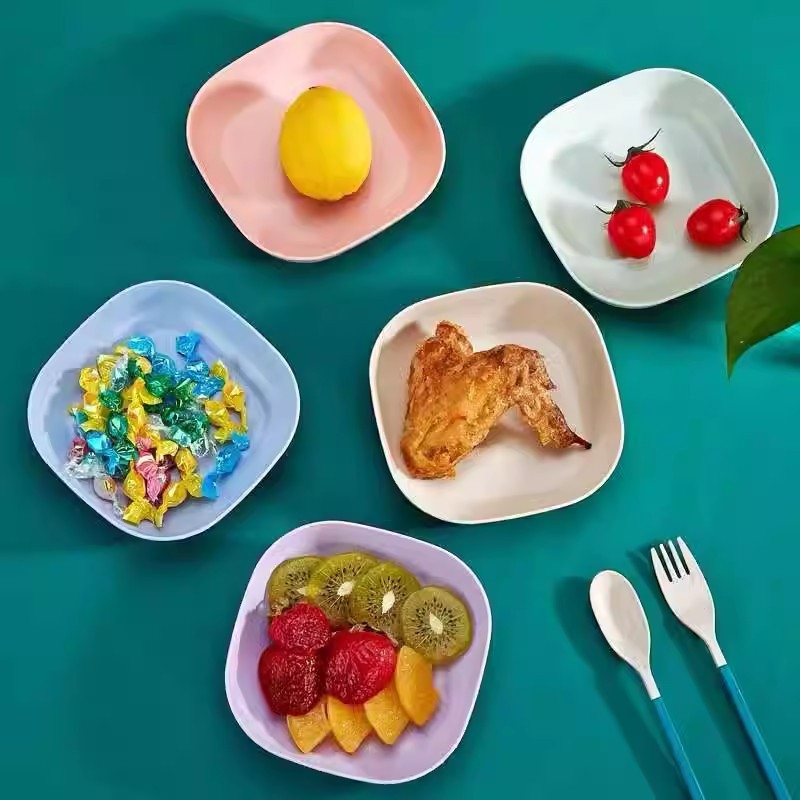 Чиния за закуски от оризова люспа, Nordic стил, печат на лого наличен, подходящ подарък за колеги на конференции