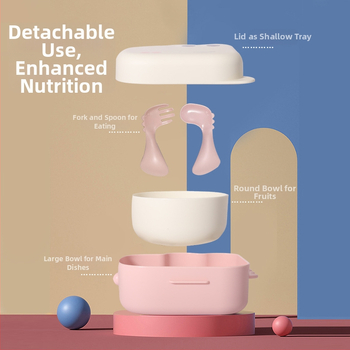 YUQI Set posuđa za bebe s trening žličicom — prijenosni set dječjeg posuđa, PP materijal, od 3 mjeseca, šifra proizvoda 8091