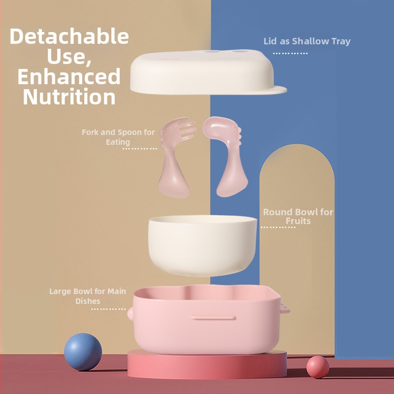 YUQI Set posuđa za bebe s trening žličicom — prijenosni set dječjeg posuđa, PP materijal, od 3 mjeseca, šifra proizvoda 8091