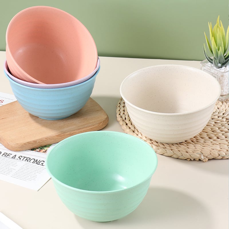 Plastična zdjela od pšenične slame, debela, otporna na pad, okrugla zdjela za juhu i ramen, promjer 17–18 cm, za kućnu upotrebu.