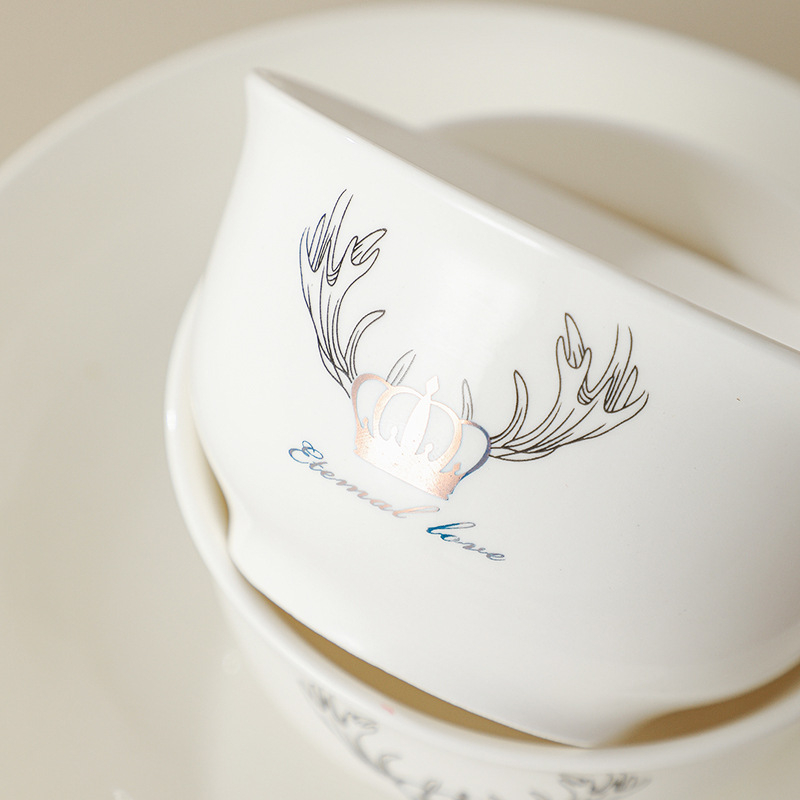 Porcelanska zdjela, uzorak Fawn, kružni oblik, mikrovalna sigurnost, tiskanje logotipa dostupno, prilagodba