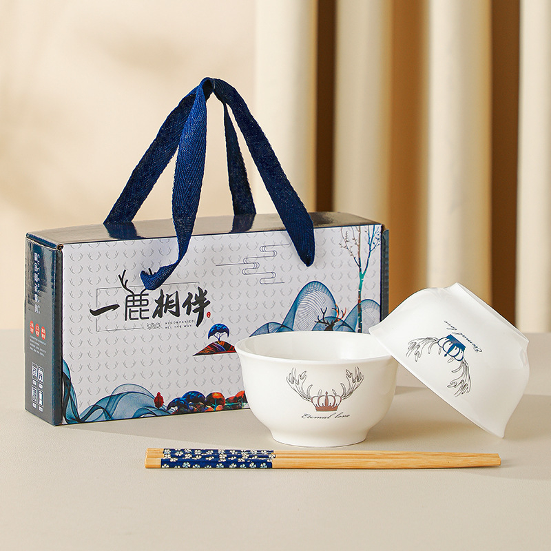 Porcelanska zdjela, uzorak Fawn, kružni oblik, mikrovalna sigurnost, tiskanje logotipa dostupno, prilagodba