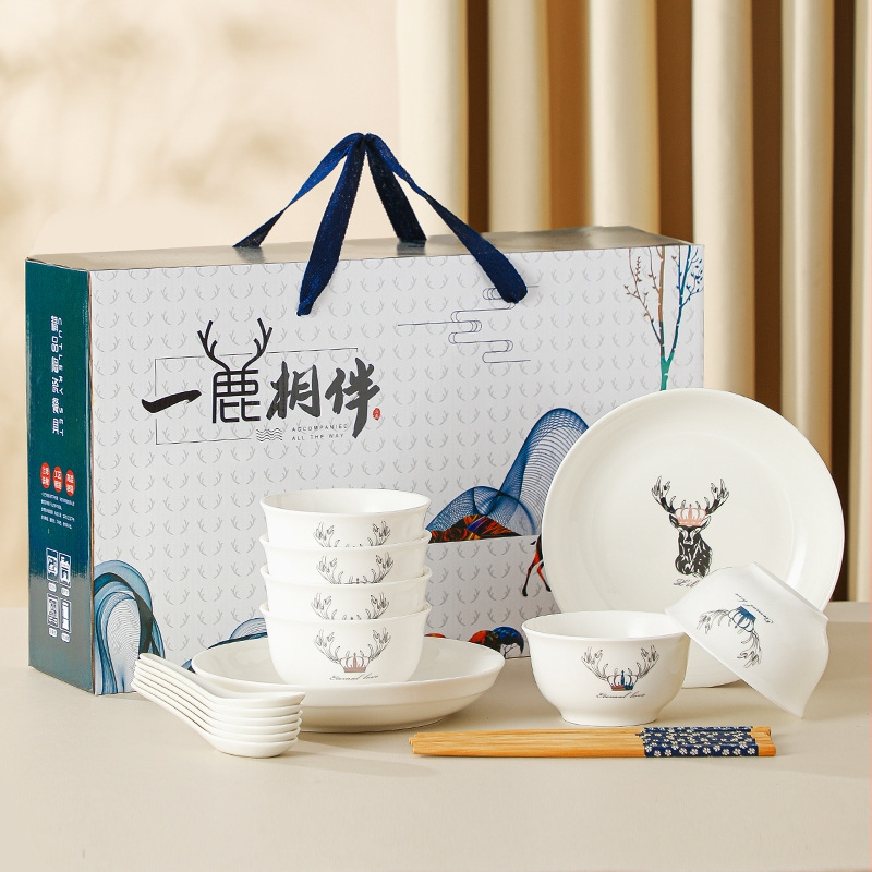 Porcelanska zdjela, uzorak Fawn, kružni oblik, mikrovalna sigurnost, tiskanje logotipa dostupno, prilagodba