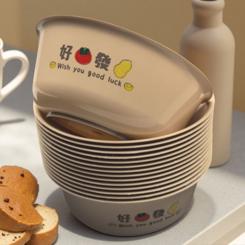 Vas de unică folosință, mare, culoare coajă de orez, rotund, din plastic, gros, pentru supă, destinat picnicurilor în aer liber