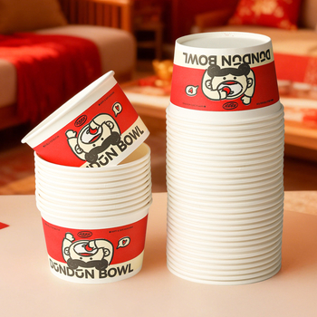 Χάρτινο μπολ μιας χρήσης για φαγητό, στρογγυλό, βιοδιασπώμενο, από χαρτί πολτού ξύλου με επίστρωση, 40 τεμάχια ανά συσκευασία, μη κατάλληλο για φούρνο μικροκυμάτων