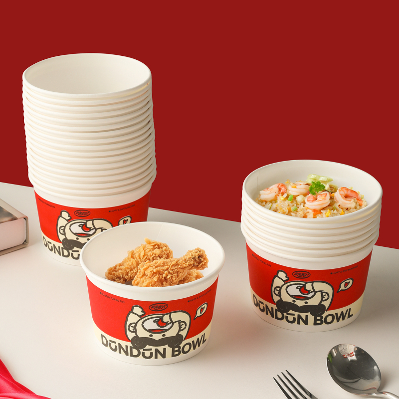 Χάρτινο μπολ μιας χρήσης για φαγητό, στρογγυλό, βιοδιασπώμενο, από χαρτί πολτού ξύλου με επίστρωση, 40 τεμάχια ανά συσκευασία, μη κατάλληλο για φούρνο μικροκυμάτων