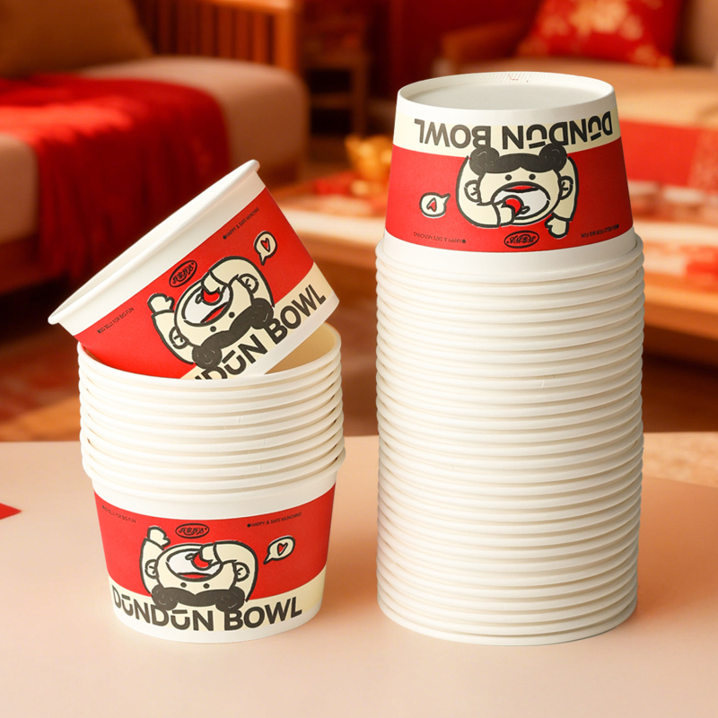 Χάρτινο μπολ μιας χρήσης για φαγητό, στρογγυλό, βιοδιασπώμενο, από χαρτί πολτού ξύλου με επίστρωση, 40 τεμάχια ανά συσκευασία, μη κατάλληλο για φούρνο μικροκυμάτων