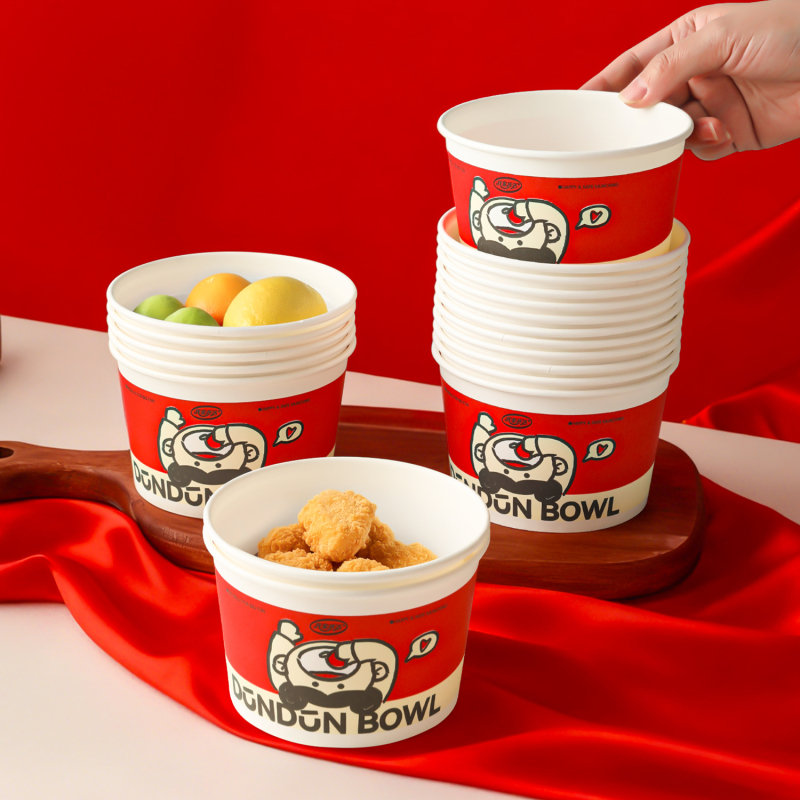 Χάρτινο μπολ μιας χρήσης για φαγητό, στρογγυλό, βιοδιασπώμενο, από χαρτί πολτού ξύλου με επίστρωση, 40 τεμάχια ανά συσκευασία, μη κατάλληλο για φούρνο μικροκυμάτων