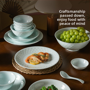Songfa porcelan underglaze celadon pod glazurom set zdjela i tanjura za kućnu upotrebu, 2025 novi model, idealan za novi dom