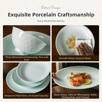 Songfa porcelan underglaze celadon pod glazurom set zdjela i tanjura za kućnu upotrebu, 2025 novi model, idealan za novi dom