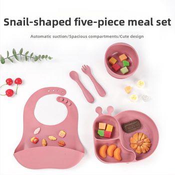 ZXyt Silikon set za bebe za hranjenje, 5-dijelni, sladak stil, materijal silikon, od 6 mjeseci