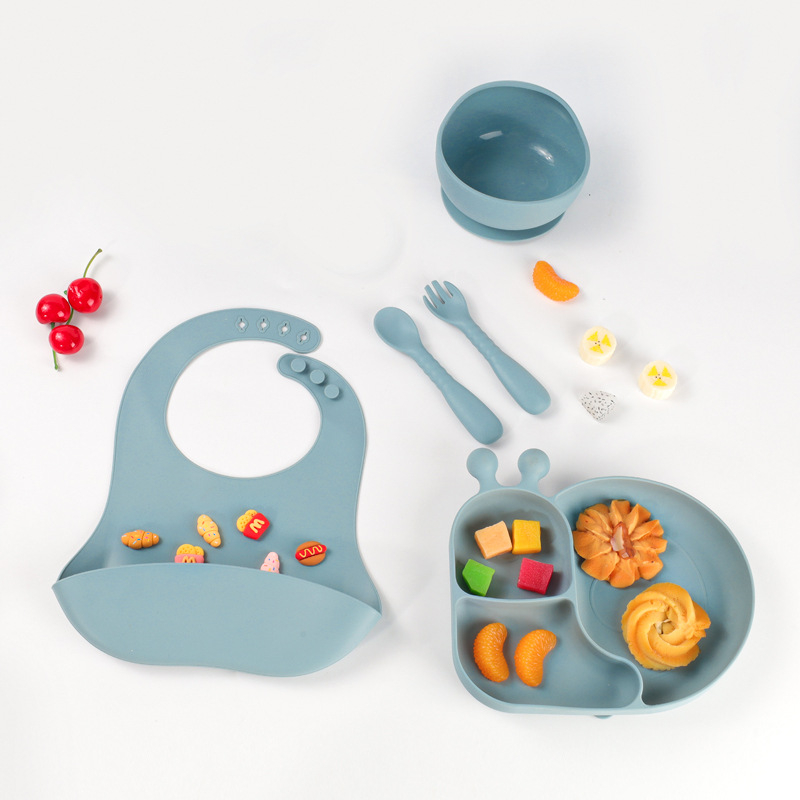 ZXyt Silikon set za bebe za hranjenje, 5-dijelni, sladak stil, materijal silikon, od 6 mjeseci