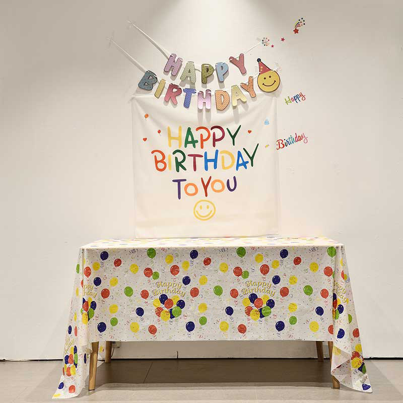 PEVA jednokratni stolnjak za balonsku zabavu, kvadratni, 137 × 274 cm, dekor za dječju rođendansku proslavu