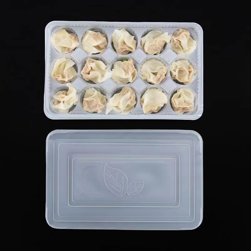 Jednokratna plastična kutija za obrok s 15 odjeljaka i poklopcem, za svježe wontone, knedle i tangyuan