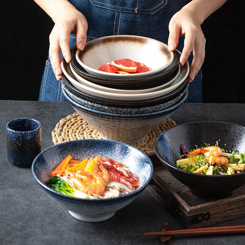 Japanski stil porculanska zdjela za ramen, keramička zdjela za rezance i juhu, velika okrugla zdjela s oblikom šešira, kućna uporaba