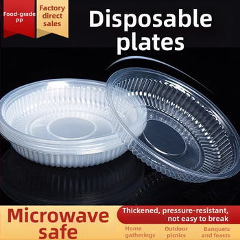 Kruhový jednorazový plastový tanier, priehľadný (Kategória: Jednorazový plastový tanier; Materiál: Plast; Životnosť: 1 rok; Spracovanie a prispôsobenie: Nie)