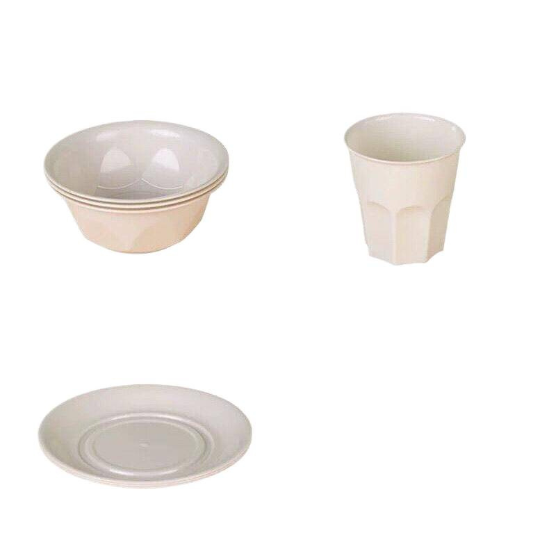 Tacâmuri de unică folosință din coajă de orez, set de patru piese, plastic, non-biodegradabil, personalizare disponibilă