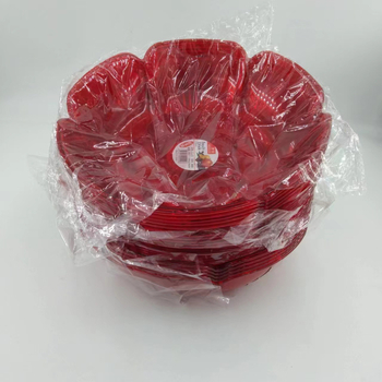 Mengjia 2249 плодова чиния - прозрачна, висока подножка, цветен стил, пластмасова за сухи плодове