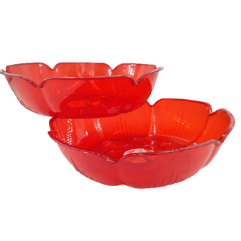 Mengjia 2249 плодова чиния - прозрачна, висока подножка, цветен стил, пластмасова за сухи плодове