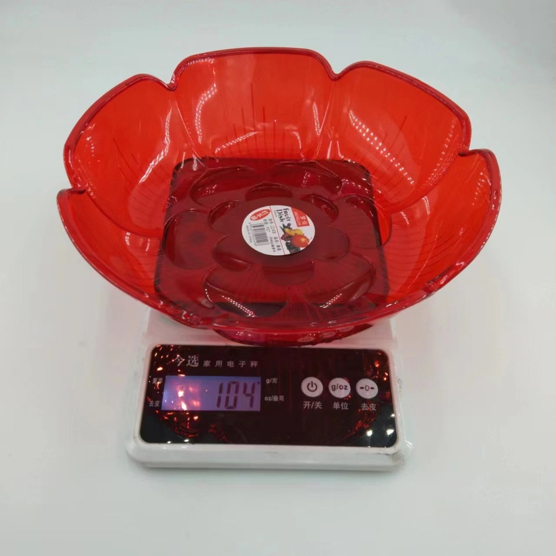 Mengjia 2249 плодова чиния - прозрачна, висока подножка, цветен стил, пластмасова за сухи плодове