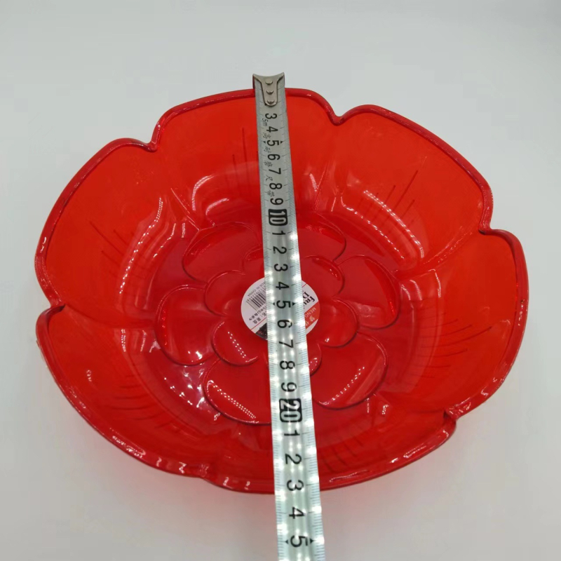 Mengjia 2249 плодова чиния - прозрачна, висока подножка, цветен стил, пластмасова за сухи плодове