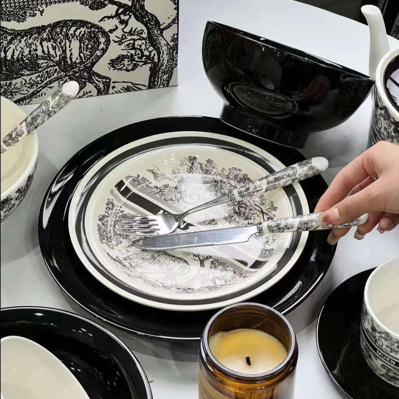 Muen tál- és tányérkészlet otthoni használatra — kerámia, kínai stílus, könnyed luxus és retro hangulat, Enny márka (Kerámia; Kínai stílus; Könnyed luxus és retro hangulat)