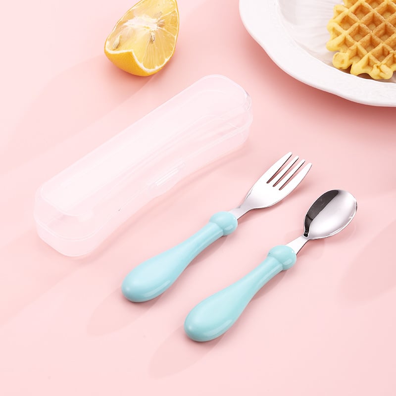 Set dječjih posuđa: žličica i vilica od nehrđajućeg čelika 304, minimalistički dizajn, za djecu od 12 mjeseci, 1–3 komada