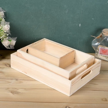 Kétfülű fa tálca, négyzet alakú, felület kézzel rajzolt mintával, testreszabás elérhető, asztali rendezőhöz