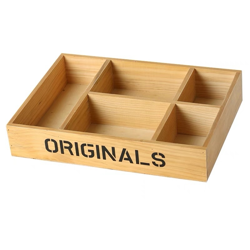 Kétfülű fa tálca, négyzet alakú, felület kézzel rajzolt mintával, testreszabás elérhető, asztali rendezőhöz