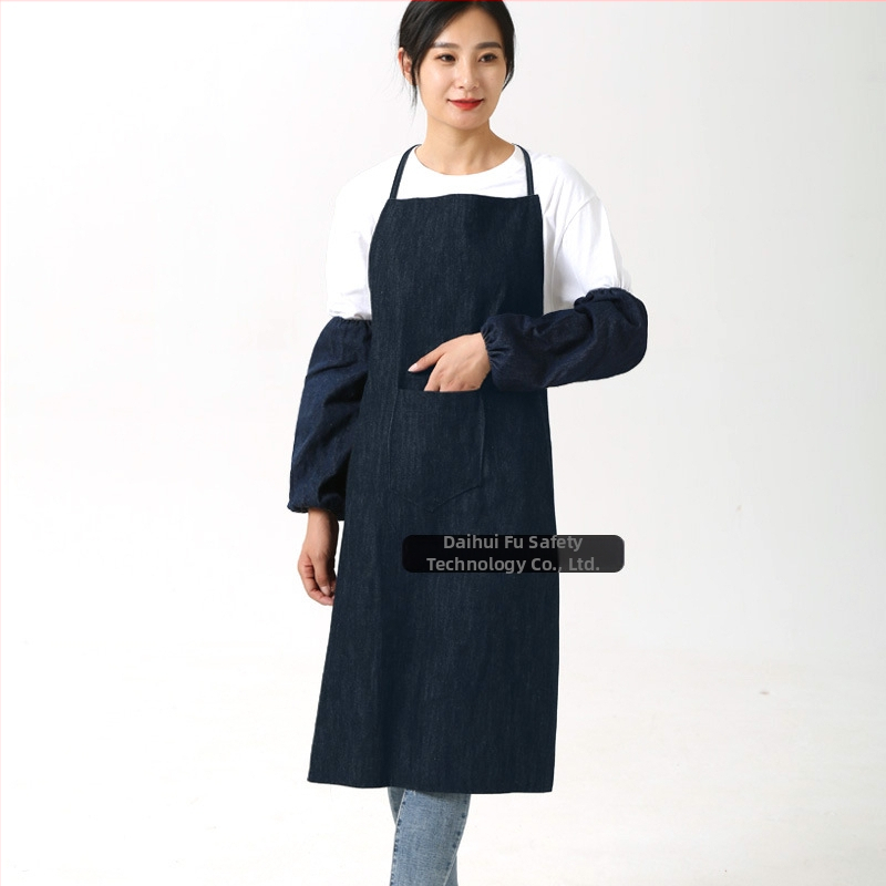 Džínsová zástera na zváranie s vreckom, pevná, odolná voči opotrebeniu a znečisteniu