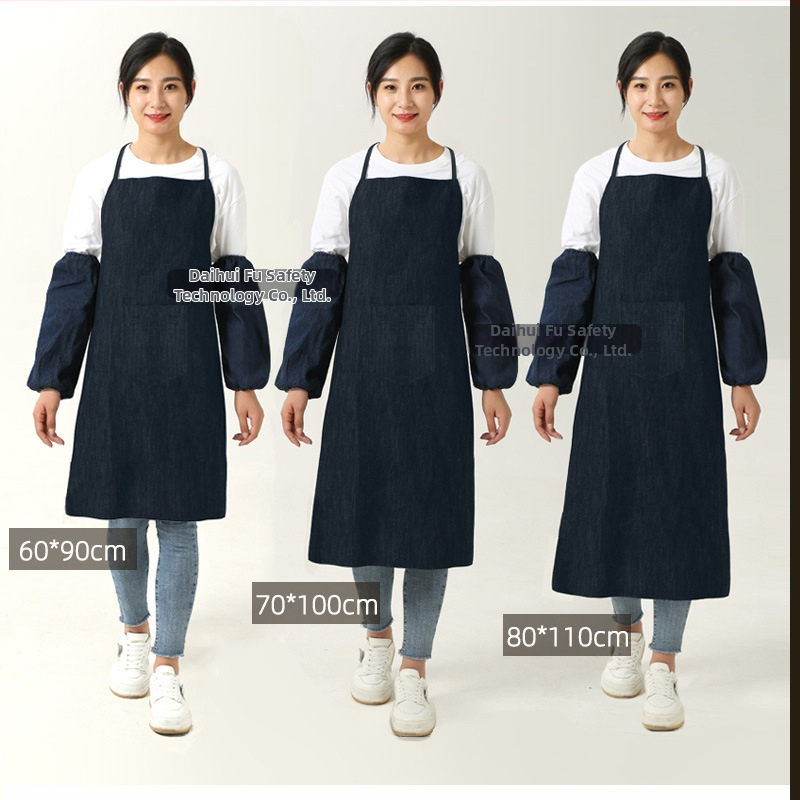 Džínsová zástera na zváranie s vreckom, pevná, odolná voči opotrebeniu a znečisteniu