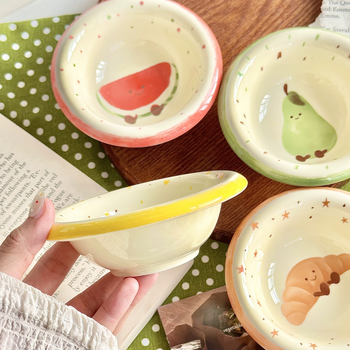 Керамична чиния за сос Leap art, плоден модел, подглазурен цвят, микровълнова безопасна, кръгла