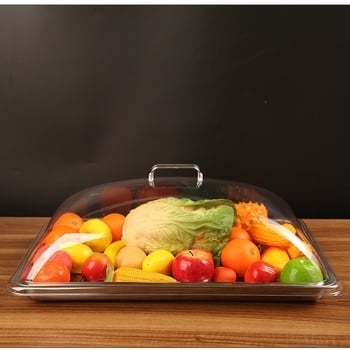 Proziran pravokutni plastični poklopac za hranu, moderni minimalistički stil i jednostavan stil, za izlaganje i čuvanje kuhanih jela i kolača.