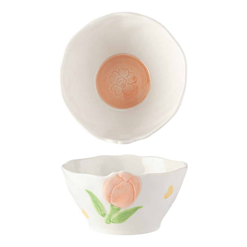 Chaohu ručno oslikani porcelanski set posuđa s motivom tulipana — pod-glazurna završnica, mikrovalna sigurno, mogućnost otiska logotipa, prilagodljivo