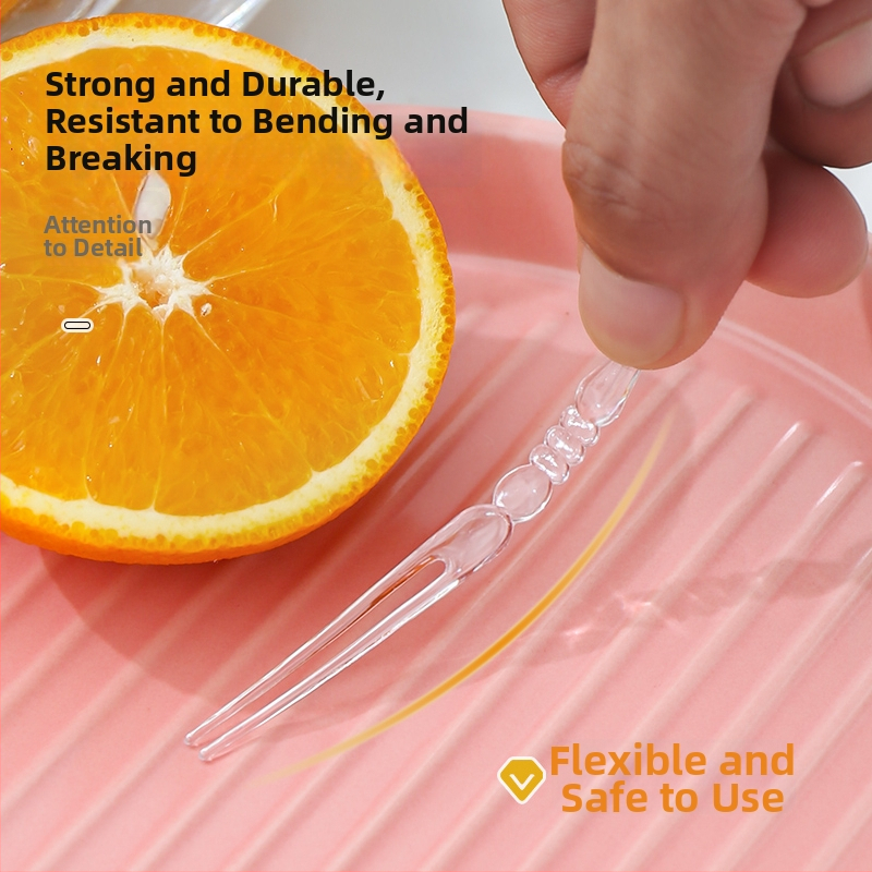 Jednorázová plastová vidlička na ovocie – jedlá kvalita, moderný jednoduchý štýl, vhodná na ovocie a koláče