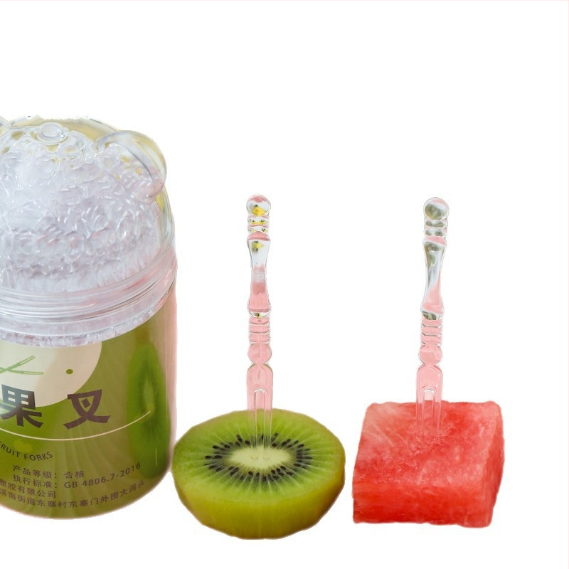 Jednorázová plastová vidlička na ovocie – jedlá kvalita, moderný jednoduchý štýl, vhodná na ovocie a koláče