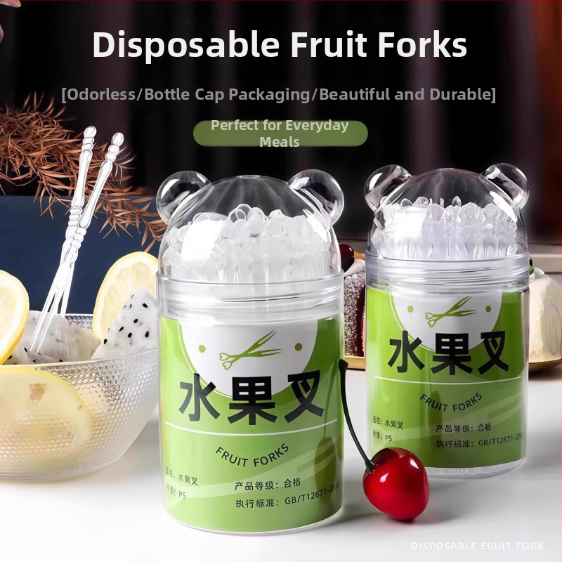 Jednorázová plastová vidlička na ovocie – jedlá kvalita, moderný jednoduchý štýl, vhodná na ovocie a koláče