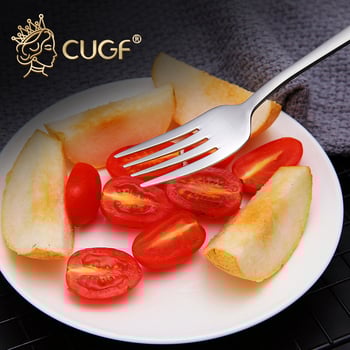 Furculiță pentru fructe, oțel inoxidabil 304, stil occidental, suprafață lustruită oglinditoare, marcă Cugf/Chef Guifei