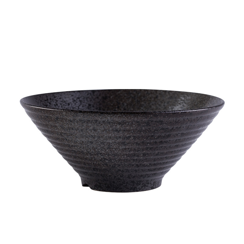 Keramička zdjela za ramen s trubastim oblikom, japanski stil, okrugli oblik, pogodna za mikrovalnu, sprej-glazura