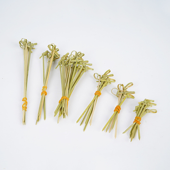 Scobitori de fructe de unică folosință, bețe de bambus cu nod floral, împletite natural, 100 bucăți pe pachet