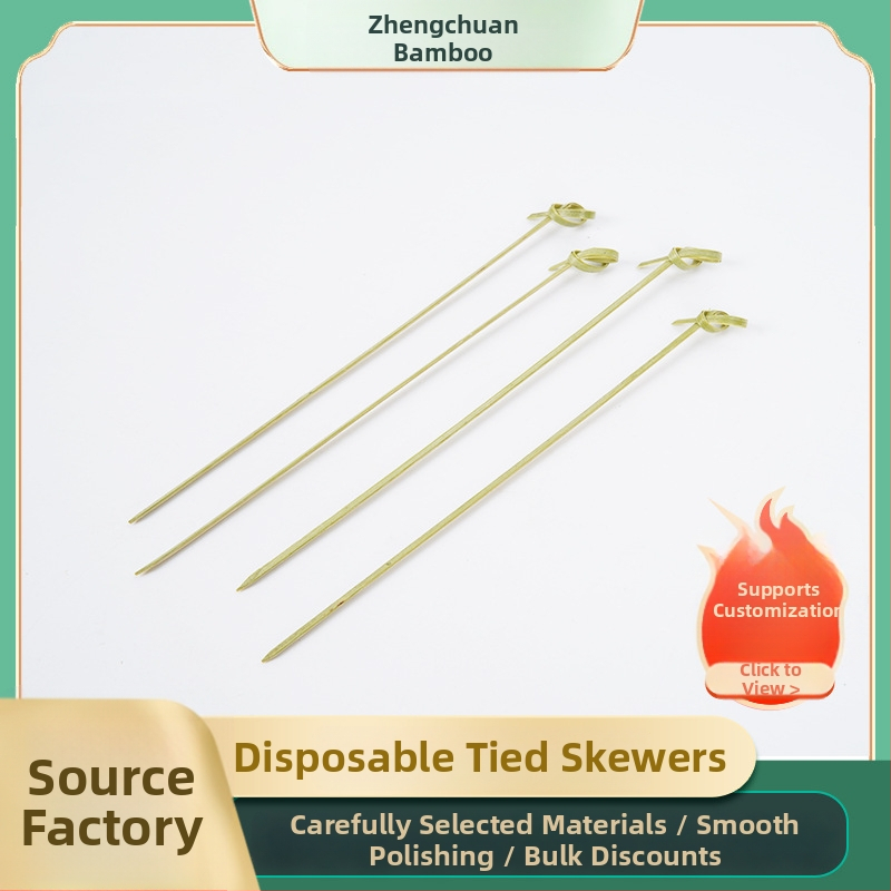 Jednorazové špízy na ovocie, vidličky na ovocie, kvietkový uzol, prírodné ručne pletené bambusové špízy, 100 ks v balení