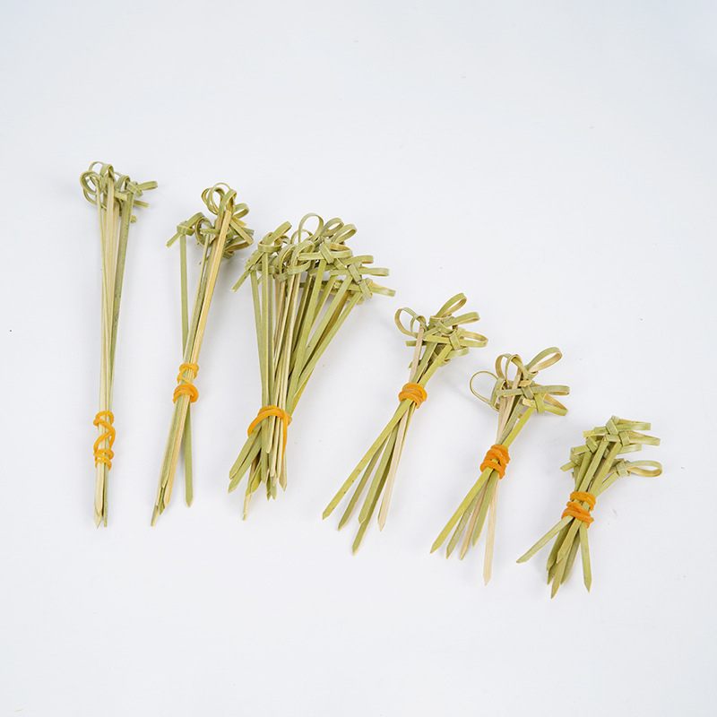 Scobitori de fructe de unică folosință, bețe de bambus cu nod floral, împletite natural, 100 bucăți pe pachet