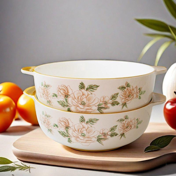 Porcelanska zdjela za parena jaja, japanskog stila, dvostruka drška, dubok i debeli dizajn, nije prikladno za mikrovalnu